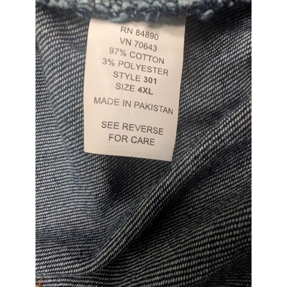 Duke Habrand Denim Jacket Mens Size 4X 4XL Blue Full Zip Orange Thread - Picture 8 of 9